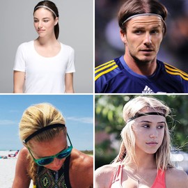 Doyime Headband Sweatband, Set of 8, Hair Clip, Facial Cleaning, Exercise, Antibacterial, Odor Resistant, Moisture Wicking, Non-slip, Lightweight, Elastic, Slim Sports Sweatband, Unisex