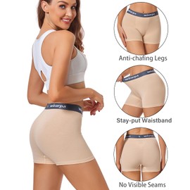 wirarpa Women's Cotton Boxer Briefs Underwear Boy Shorts 3" Inseam 4 Pack Assorted Large