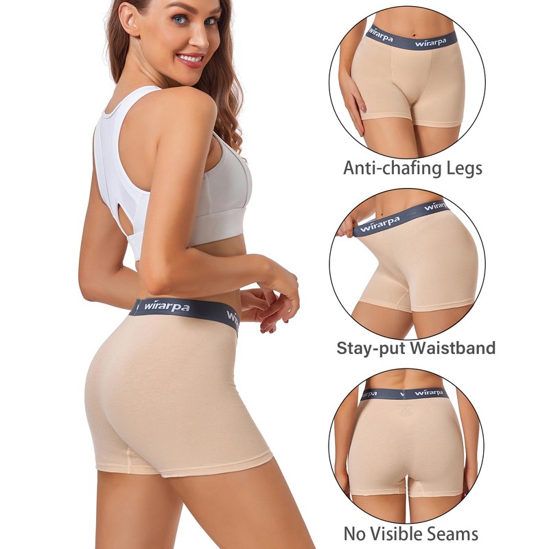 wirarpa Women's Cotton Boxer Briefs Underwear Boy Shorts 3" Inseam