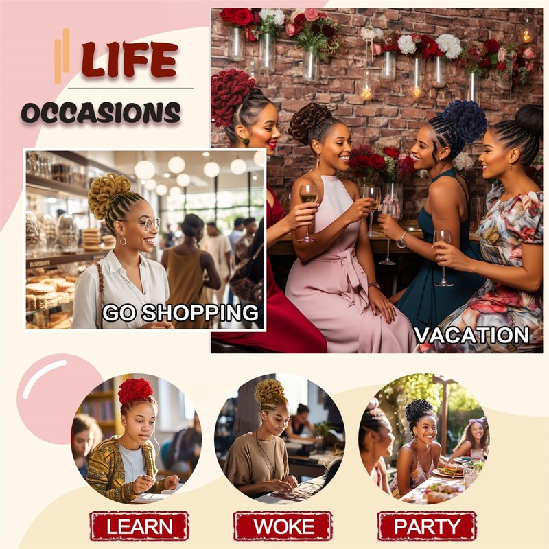 Loc Ponytail for Black Women Loc Petal Bun Loc Buns