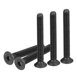 DTGN M4-0.7x25mm Flat Head Socket Cap Screws, 100 Pack Hex Socket Flat Head Screws Carbon Steel Black Oxide, Full Thread, Countersunk Bolts