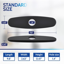 LUFEIDRA 10'' Sink Faucet Hole Cover, Deck Plate Escutcheon for 1 or 3 Hole Kitchen Sink Faucet or Bathroom, Matte Black