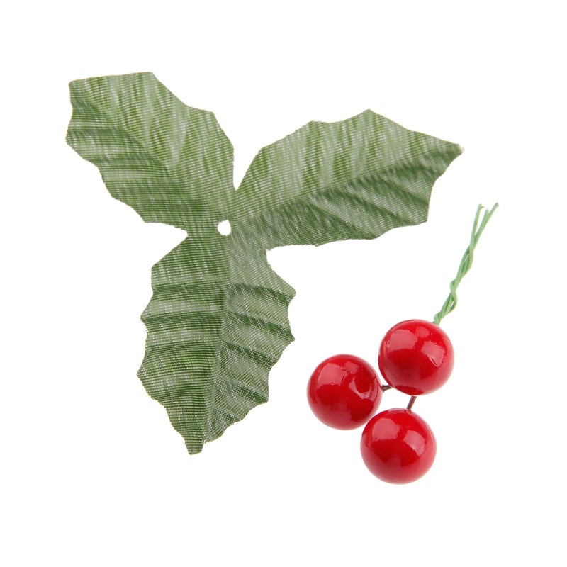 Yetaha 10 Pcs Artificial Leaf + Holly Berries for Wedding