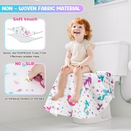 Homgaty Disposable Toilet Seat Covers, Potty Seat Cover Protectors, Extra Large Size, Individually Wrapped, Waterproof for Travel, Toddlers Potty Training in Public Bathroom (Mermaid)