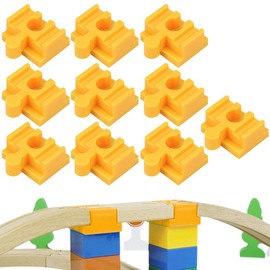 GXGM 10-Piece Set Track Connectors for Brio Duplo System Connectors, 4 x 3.2 x 1.9 cm Compatible Adapter Track Connector, Universally Combines Both Systems Together, Rail Connector (Yellow, C)