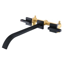 BEIYI Wall Mount Tub Filler, Matte Black Bathtub Faucet Extra Long 11.8" Bath Tub Filler Faucet High Flow 2 Handle Wall Mounted Bathtub Faucets, BY005TB