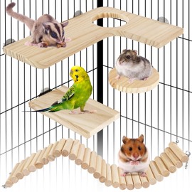 Sysmashing Hamster Suspension Bridge Toy，Small Animal Climbing Toys,Chinchilla Cage Natural Wood Flexible Platform Toy,Suitable for Hamsters, Chinchillas, Guinea Pigs, Birds, Small Animals