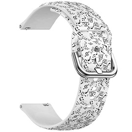 IKIKI-TECH band, Compatible with GARMIN Vivoactive 3 / Venu 2 Plus/Venu/Venu Sq/Forerunner/Vivomove 3 (Musical Notes) Soft Silicone Sports Bracelet