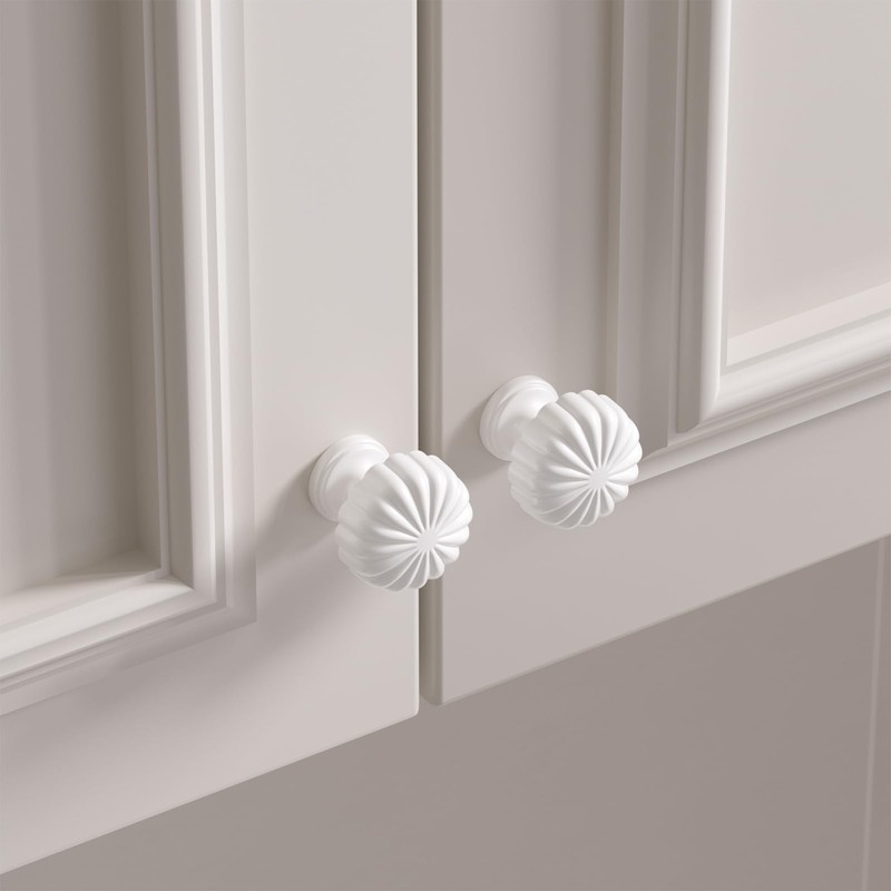 goldenwarm 10 Pack White Drawer knobs Round Glossy White Cupboard