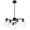 KUSSCO 6-Light Modern Chandelier Black Chandeliers for Dining Room Seeded