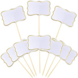 50 Pieces Cheese Markers for Charcuterie Board Buffet Labels Food Tags Blank Toothpick Flags Appetizer Signs Chalkboard Cupcake Toppers Picks for Wedding Birthday Party Decorations (New White)