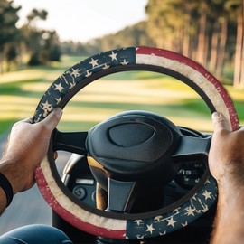 Darisoco American Flag Golf Cart Steering Wheel Cover 1PCS Sun Shade Cover Auto Interior Protector Car Rudder Sun Heat Shield Easy to Use