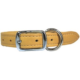 Leather Brothers Luxury Very Soft Leather Dog Collar, 61 cm, Mustard Yellow