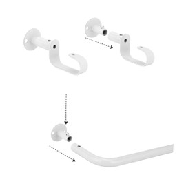 eTeckram Energy Saving Wrap Around Blackout Return Adjustable Window Curtain Metal Rod Set, 5/8 inch Diameter,84"-120",Glossy white