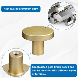 WEAVERBIRD 10X Gold Round Knobs Drawer Pulls Cabinet Knobs Aluminum Alloy Cupboard Door Knobs Single Hole Kitchen Hardware Door Pull Handle with Screws
