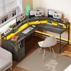 YITAHOME L Shaped Desk with Power Outlets & LED Lights,