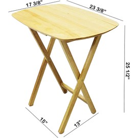 eHemco Oversized Hardwood Folding TV Tray Table for Eating, 25.5 Inches, Natural