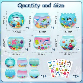 CY2SIDE 24PCS Summer Sea Animal Stickers Scene for Kids, Make A Sea Sticker Scene with Sharks Tropical Fish, Make Your Own Ocean Animal Sticker Scene Art Craft, DIY Summer Party Games Class Activities