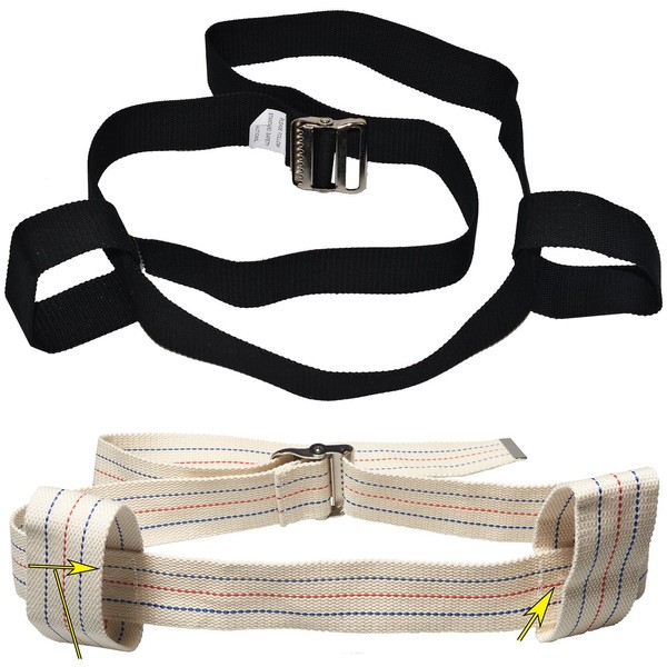 2 Looped Handles 60 inches Physical Therapy Gait Belt and Metal Buckle Beige Color