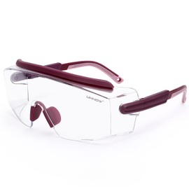 UKNOW Safety Goggles Over Glasses, Anti Fog Safety Glasses with Clear Wraparound Lens, ANSI Z87.1 Protective Eyewear