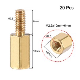 sourcing map M2.5x10mm+6mm Male-Female Brass Hex PCB Motherboard Spacer Standoff for FPV Drone Quadcopter, Computer & Circuit Board 20pcs