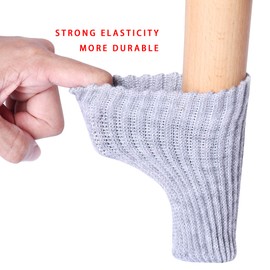 24 PCs Furniture Leg Socks - High Elastic Knitted Chair Leg Floor Protectors, Thickening Gray Chair Leg Covers Set, Move Easily and Reduce Noise