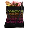 Retro State of Connecticut Inline Font Disco Design Vintage Tote