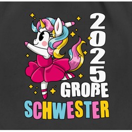 Shirtracer - Sibling brother and sister - Big Sister 2022 with ballerina unicorn - gym bag and fabric bag made of cotton, 1 black, Einheitsgröße