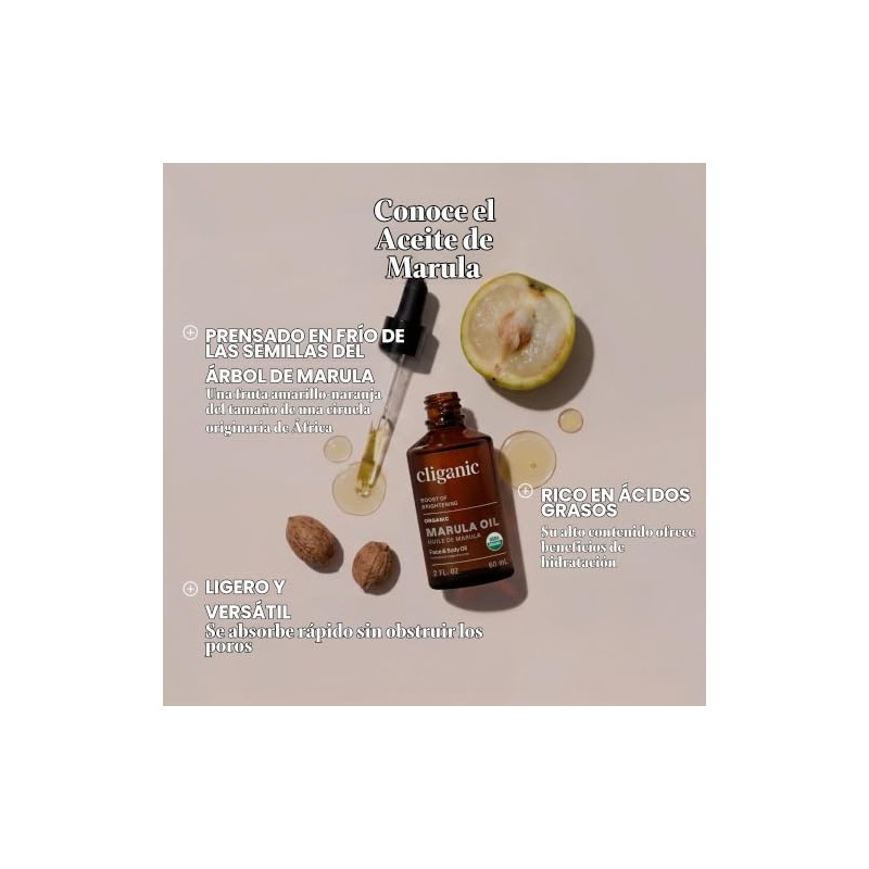 Cliganic Aceite de marula orgnico, 100 puro, para cara y
