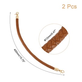 uxcell 2Pcs PU Leather Handbag Handles, 40cm/15.8" Braided Purse Straps Braided Leather Replacement with Buckle for DIY Handbag Purse Making, Dark Brown