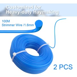 YIAJIA 100M Strimmer Wire,1.6mm Strimmer Line for Bosch Flymo, Blue Nylon Strimmer Cord,Petrol Strimmer Wire Heavy Duty Gass Trimmer Wire,Garden Yard Field Lawn String Trimmer Edger Replacement Spool