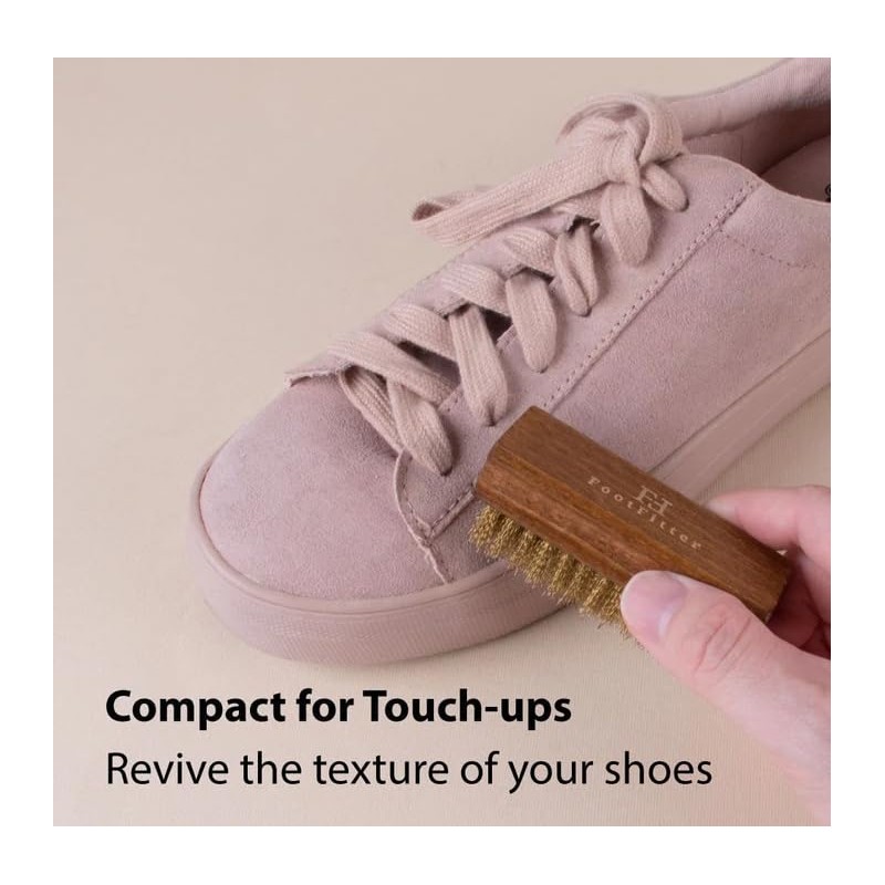 FootFitter Suede & Nubuck Brush Set. Brass & Nylon Brushes
