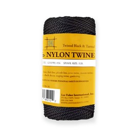 Just For Nets Twisted Tarred Nylon Bank Line Twine, Black, 1lb Spool - Heavy Duty String Line for Net Repair, Camping, Trot Line Fishing, Bushcraft Cordage (#36-1lb Spool)