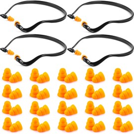 Tapones para Oídos con Banda Tapones para Oídos con Banda de Silicona y Reemplazo Tapones para Oídos para Disparar para Ruido, Dormir, Estudiar y Construir (48 Piezas)