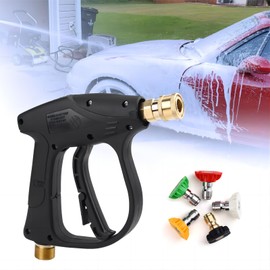 Pistola de Lavado Alta Presión con 5 Boquillas, Pistola para Hidrolavadora 3000PSI con Acoplamientos Rápidos de Manguera de Alta Presión M22 (14 mm) para Automóvil, Hogar y Jardin