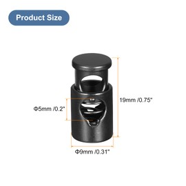 QUARKZMAN Pack of 12 Metal Cord Fasteners, 5 mm Single Hole Spring Stopper, Slider End Pieces for Drawstrings, Bags, Backpacks, Clothing, Lanyard, Black, black