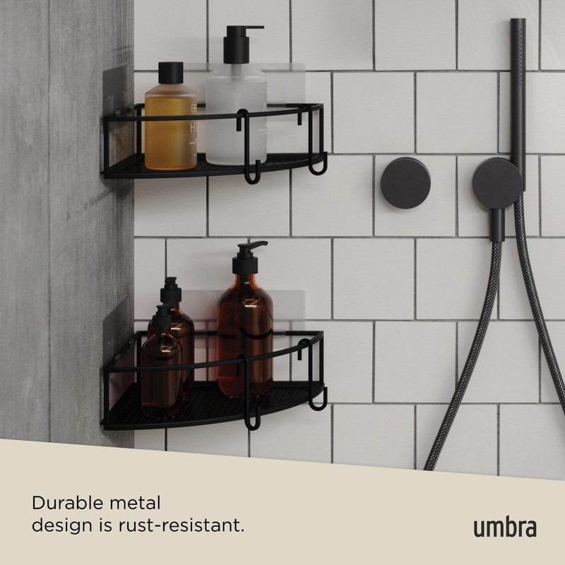 Umbra Cubiko Shower Corner Shelf, Metal Floating Shelves with Adhesive