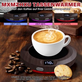 MXMZHXU Cup Warmer up to 75°C, 3 Temperature Levels, Electric Coffee Warmer, Coffee Cup Warmer with Automatic Shut-Off 2-12 Hours, Cup Warmer for Coffee, Milk, Tea, Water, Wooden (Wooden)