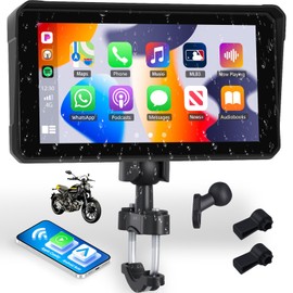 SIXTOP Motorcycle CarPlay Screen with Wireless Apple CarPlay Android Auto, 6 Inch Waterproof Touch Screen, GPS Navigation for Motorbike Support Dual Bluetooth, Mirror Link, EQ, Siri Voice Control