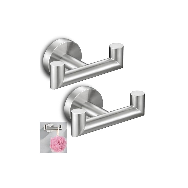 Set of 2 Double Brushed Nickel Towel Holder for Bathrooms