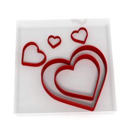 Custom Cutters Heart Shaped Cookie Cutter | Plastic Cutter for Baking, Fondant, Clay, Pastry, Icing, Jewellery (Set of 5)