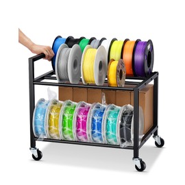 2-Tier 3D Filament Storage Cart – Under-Desk 3D Printer Filaments Storage Rack Rolling Holds 32×1kg Spools for PLA/ABS/TPU Filaments with Wheels for Home, Office, Studio