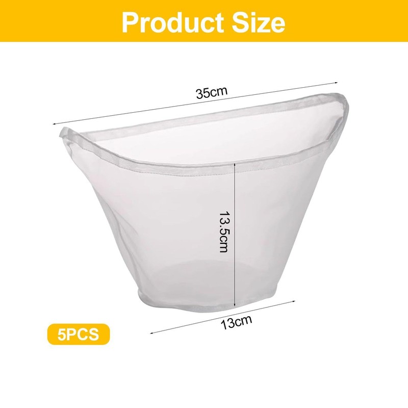 MEMOFYND 5 Pieces Filter Bag, White Drawstring Filter Cloth, Multi-Functional