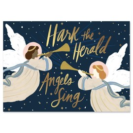 Current Hark the Herald Religious Deluxe Foil Christmas Cards - Holiday Greeting Cards Set of 14, Large 5" x 7", Envelopes Included, Foil Accents & Lettering