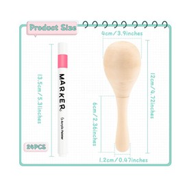 SAYAYA 30 PCS Unfinished Wooden Maracas DIY Mini Wooden Maracas Mini Maracas for Mexican Fiesta Party Favors with 24PCS Multi-color Pens DIY Painting Maracas Bulk Cinco De Mayo Party Supplies