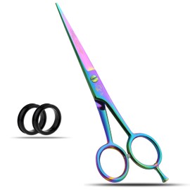 Wishbeauty Hairdressing Scissor Barber Salon Shear Stainless Steel Hair Cutting Scissors for Professional, Hairdressers, Barbers and Salon Use for Women, Men, Children and Adults 6" Inch (Rainbow)