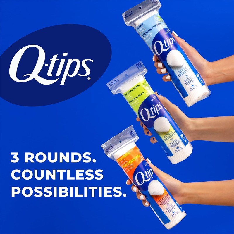 Q-Tips Beauty Luxe Cotton Rounds 80 Count 4-Pack – Hypoallergenic