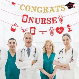 BSITSSS Pack of 3 Graduation Decoration, Doctors Nurses Graduation Banner, Glitter Party Garland Graduation 2025 for Bachelor Gift and Congrats Exam Passed Decoration