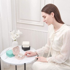 SYCARON Travel Jewelry Box 2 Pack, Mini Jewellery Organizer Case Portable Small Jewelry Storage Box for Women and Girls Earring Rings Necklace Bracelets Accessories, Gift for Women, Pink