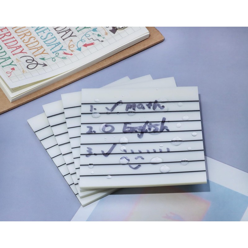 ONLYKXY 4 Pack Transparent Sticky Notes 7.6x7.6CM Self-Stick Book Tabs